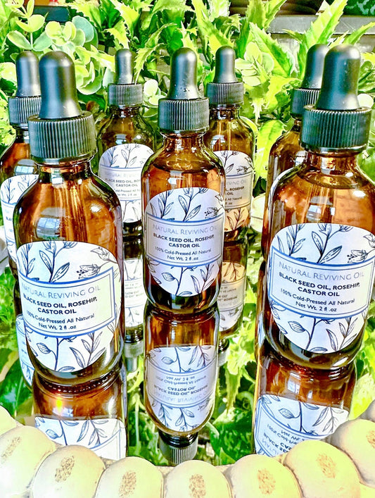 Organic Reviving Face Serum, 100% All Natural Cold Pressed. Black Seed, Rose Hip, Castor Oil.