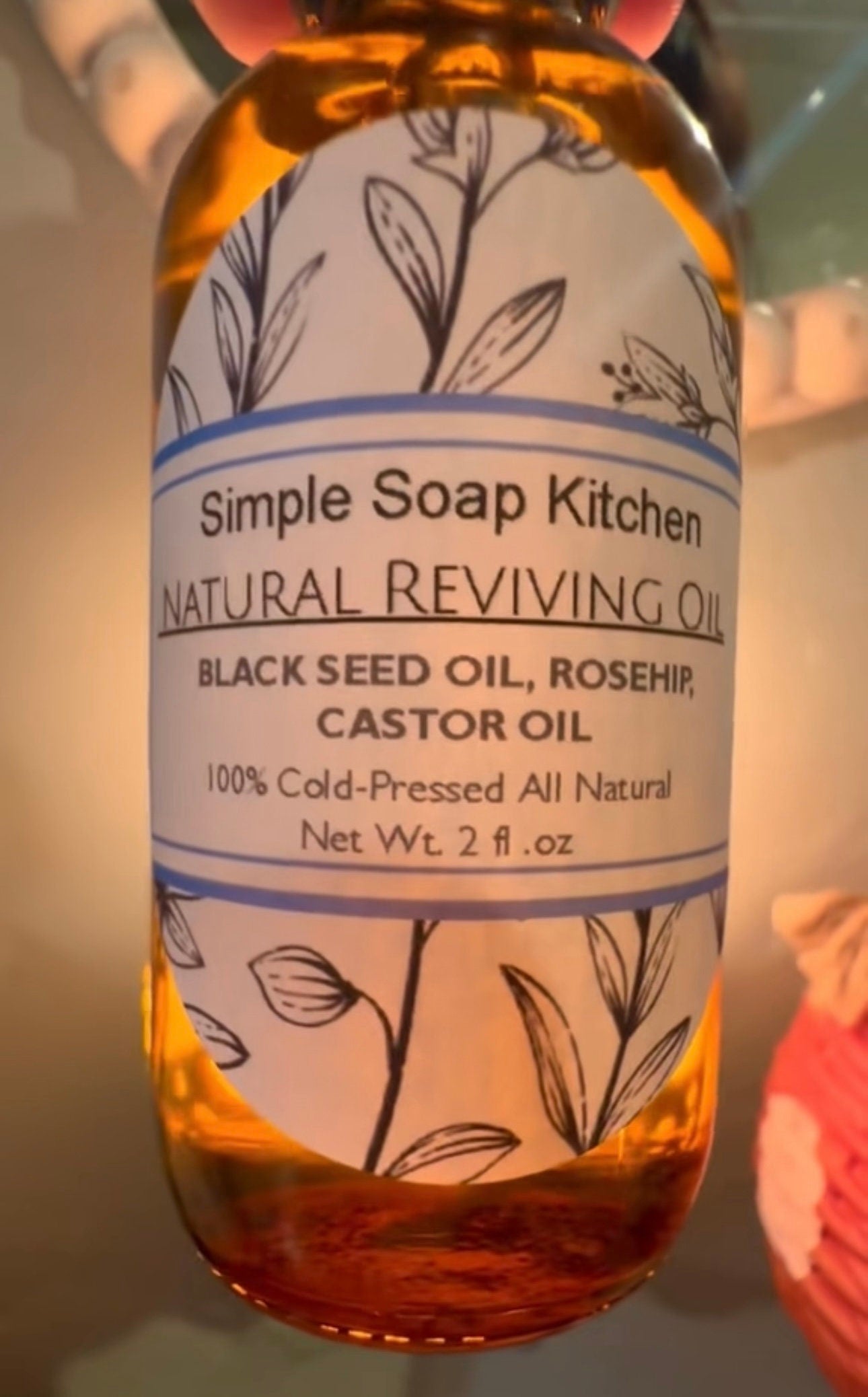 Organic Reviving Face Serum, 100% All Natural Cold Pressed. Black Seed, Rose Hip, Castor Oil.